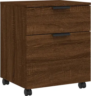 Obrázek produktu pro Mobilní kartotéka na kolečkách hnědý dub 45x38x54 cm kompozit