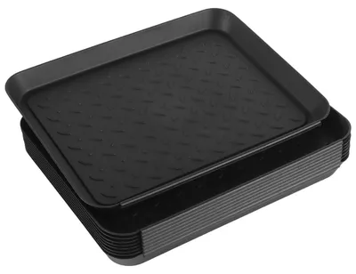 Zdjęcie produktu dla Zestaw 9 pojemników na wodę z pod butów, wymiar 35 x 27,5 x 3 cm, kolor czarny, wykonane z tworzywa PP, możliwość układania w stos