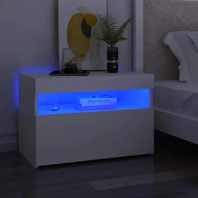 Productafbeelding van vidaXL Nachtkastje met LED-verlichting, wit, 60x35x40 cm, houtvezel