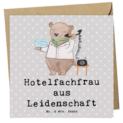 Produktbild von Mr. & Mrs. Panda Grußkarte Hotelfachfrau Leidenschaft - Grau Pastell - Geschenk, Witzig, doppelkarte, anlasskarte, Spruch, Glückwunschkarte, Lustig, faltkarte, Klappkarte