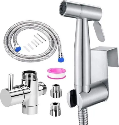 Image de Douche manuelle bidet - bidet de toilette pour les robinets - en acier inoxydable - pommeau de douche bidet - douche couche - économie d'eau sur le mur - bain des animaux