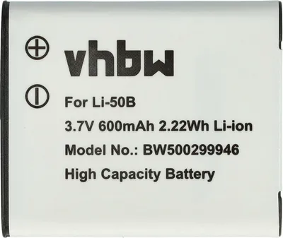 Produktbild von vhbw Akku Ersatz für Pentax D-Li92 für Kamera (600 mAh, 3,7 V, Li-Ion)