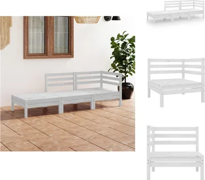 Produktbild von vidaXL 3-tlg. Garten-Lounge-Set Weiß Massivholz Kiefer -  Gartenmöbel-Sets