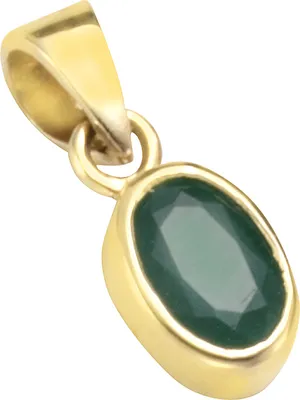 Produktbild von F Anhänger 375/- Gold 1,3cm gelb Smaragd grün 283340068-8