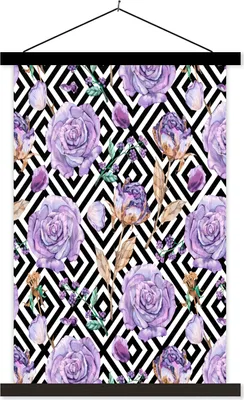 Produktbild von MuchoWow® Textilposter Blumen - Rosen - Lila 120x180 cm mit schwarzem Rahmen - Fotos
