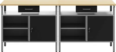 Immagine prodotto di vidaXL Set banco da lavoro con cassetti 2 pz Nero 200 x 55 x 85 cm