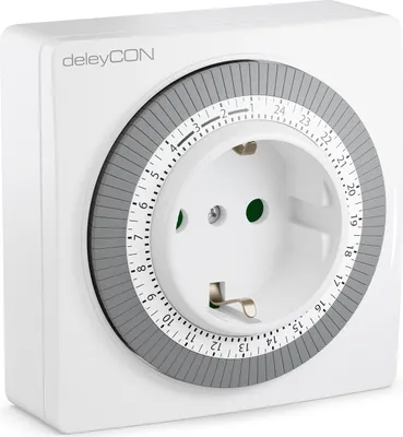 Produktbild von deleyCON Mechanische Zeitschaltuhr Zeitschalter Schaltuhr Timer manuell einstellbar über Drehscheibe 96 Schaltungen Innenbereich 3500W Weiß