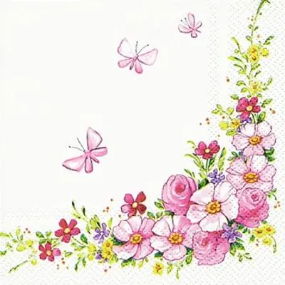 Produktbild von 20 kleine Cocktailservietten Cute Flowers - Hübsche Blumen 25x25cm