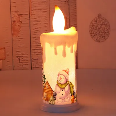 Produktbild von Weihnachtskerze Flammenlos Batteriebetrieben,LED Kerzen für Weihnachten, Kerzenlicht Weihnachtsbeleuchtung Heimdekoration(Schneemann A)