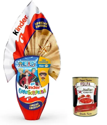 Produktbild von Kinder Gransorpresa uovo di pasqua edizione 2026! One Piece Limited Edition Maxi 220gr + Italian Gourmet polpa 400g