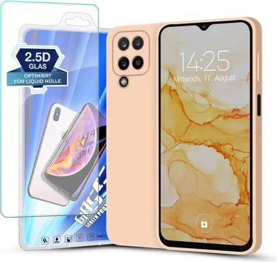 Produktbild von Hülle für Samsung Galaxy A12 mit 9H Displayglas Displayschutz Plus Case Cover Bumper Silikon Softgrip Schutzhülle Farbe: Rosa