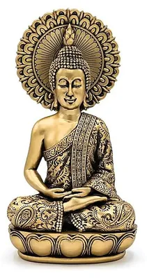 Produktbild von Meditations-Buddha-Statue goldfarben – 13 x 9,5 x 25,2 cm