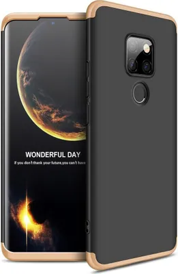 Produktbild von Hülle für Huawei Mate 20 360 Grad Schutz mit Displayglas Bumper Cover Mate 20 Farbe: Schwarz, Gold