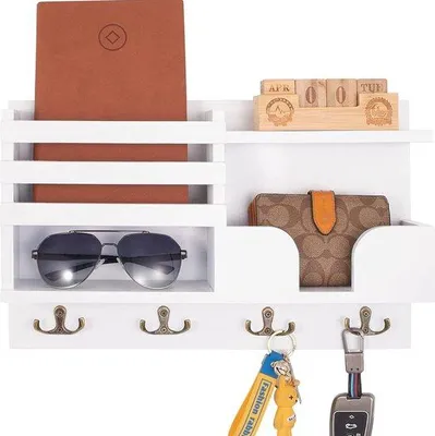 Produktbild von Famanu Schlüsselorganizer mit 4 doppelten Haken - Schwarz