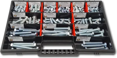 Produktbild von Sechskantschrauben Sortiment M8 // 10mm-55mm 130 tlg. Schraubenbox DIN 933 Vollgewindeschrauben Maschinenschrauben Gewindeschrauben Sechskantschrauben
