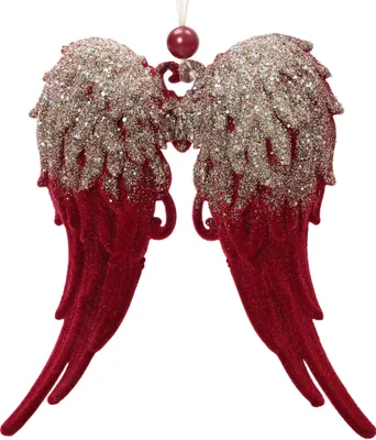 Produktbild von Christbaumschmuck Engelsflügel 14,5cm Kunststoff / Samt Weinrot