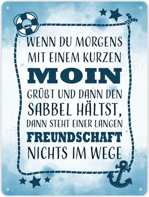 Produktbild von Metallschild XL in 21x28 cm mit lustigem Spruch zu Freundschaft - Moin