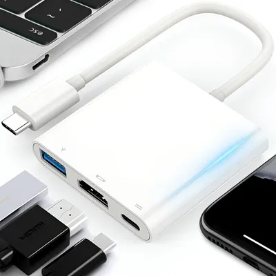 Produktbild von USB C auf HDMI Adapter HUB Kabel 4K 60Hz USB 3.0 Digital Type AV Multi Port TV Macbook Macbook Laptop Samsung PD Ladeanschluss 3 in1 Retoo