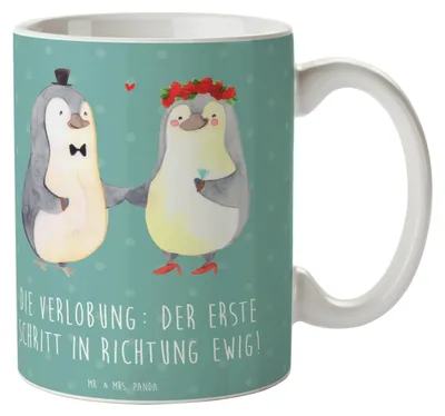 Produktbild von Mr. & Mrs. Panda Kaffeetasse Verlobung Schritt - Meeresbrise - Geschenk, Hoffnung, Brautpaar, Heiraten, Heirat, besondere Momente, kaffeebecher keramik, Becher, Geschenke