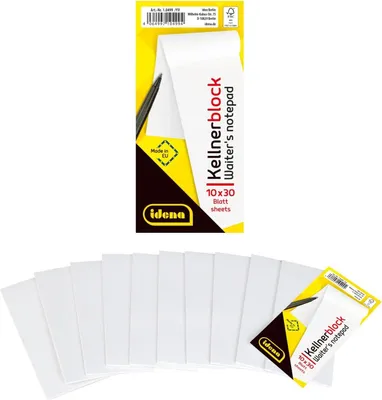 Produktbild von Idena Kellnerblock weißes Papier 10x50 Blatt