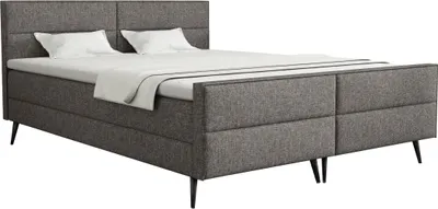 Produktbild von FEDVE Boxspringbett Doppelbett Bockau Schlafzimmer Bett Bonell-Matratze Topper 160x200 cm Grau (Lux 6