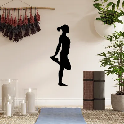 Produktbild von Wallity, Yoga 1, Nachbildungatives Wandaccessoire aus Metall, Schwarz, 100 % METALL, 21 x 60 cm