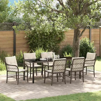 Image de Mobilier d'extérieur exclusif - Ensemble de jardin pour 7 personnes, couleur marron, en résine tressée