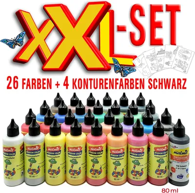Produktbild von Window Color XXL-Set / 30 Farben Fenstermalfarbe Fensterbild Malfarbe Glasfarbe
