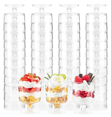 25 Dessertbecher, 150 ml, rund, durchsichtig, für Pudding & Mousse