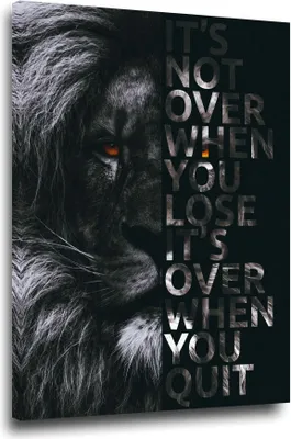 Produktbild von Löwe Motivation It Is Not Over Tier Leinwandbild Wandbild Deko Kunst XL: 120x160x4cm
