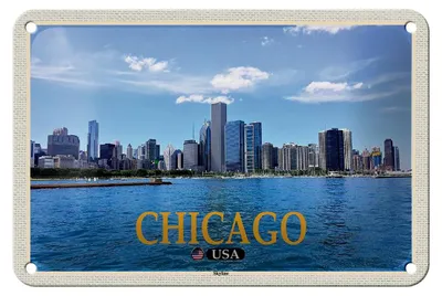 Produktbild von Blechschild Reise 18x12cm Chicago USA Skyline Hochhäuser Schild