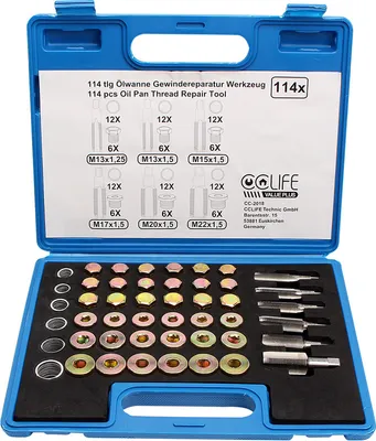 Produktbild von 114tlg Ölblassschraube Reparatursatz M13 x 1,25 | M13 M15 M17 M20 M22 x 1,5 Ölwanne Gewindereparatur