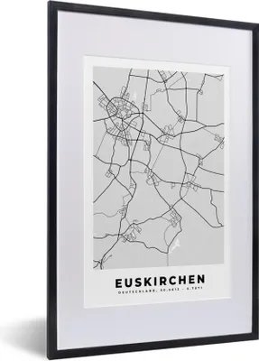 Produktbild von MuchoWow® Gerahmtes Poster Euskirichen - Stadtplan - Karte - Deutschland 40x60 cm - Poster mit Schwarzem Bilderrahmen Wandposter Rahmen Foto Bilder - Poster in Rahmen