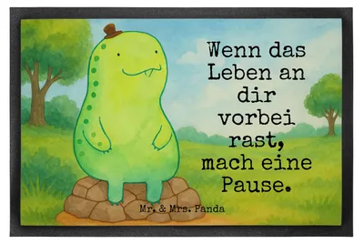Produktbild von Mr. & Mrs. Panda Schmutzmatte Schildkröte Pause Design 60 x 90 cm - Weiß - Geschenk, Entspannen, Achtsamkeit, Fussmatte, Schmutzfangmatte, Türmatte, Panzer, fußmatte