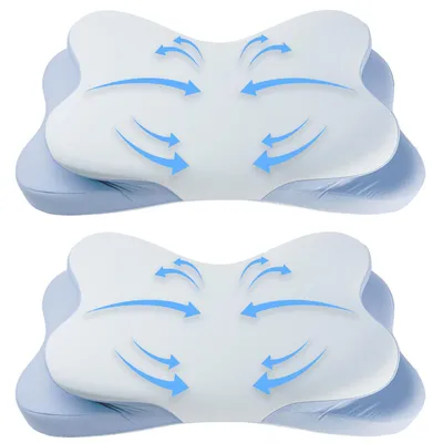 Produktbild von 2 St. Kopfkissen Nackenkissen Memory Foam Kissen, Ergonomisches Nackenschmerzen Pillow für Seiten Rücken & Bauchschläfer, Nackenkissen