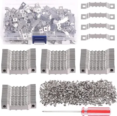 Produktbild von 600 Stück Zahnstangen-Fotohalter hängende Hänger - doppelloch - Schrauben und Schraubendreher - Wohnkultur - kreative hängende Fotohalter - silberfarben.