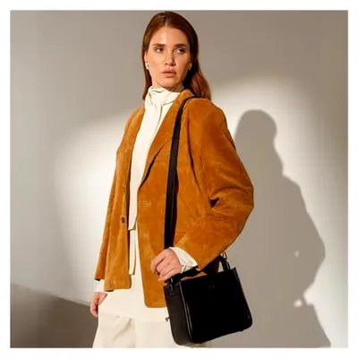 Produktbild von Lederhandtasche - Geldbörse aus vollnarbigem Leder für Damen - Tragetasche mit abnehmbarem Schultergurt