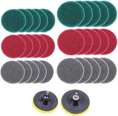Produktbild von Famanu Bohrbürsten Set 32 Stück - Reinigungs- und Polierpads für Küche, Bad und Auto