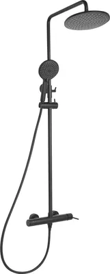 Produktbild von BELIANI Wand Duschset Schwarz Messing mit Armatur Regendusche Duschbrause Einhebelmischer Höhenverstellbar Modern 3 Funktion Duschsystem