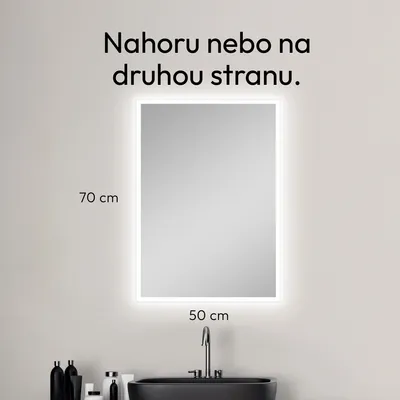 Produktbild von Badspiegel mit Beleuchtung TALOS - Badezimmerspiegel 50 x 70 cm - LED Spiegel mit Lichtumrahmung -  feuchtraumgeeignet durch Aluminiumrahmen
