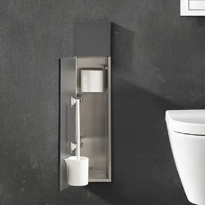 Produktbild von emco asis module pure WC-Modul, 2-teilige Holzfront, Unterputz, Anschlag links, 730x170mm, mit Reserverollenfach, 975551500