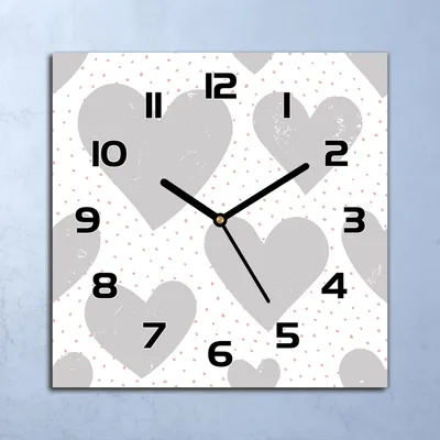 Produktbild von Wanduhr Echt-Glas-Küchenuhr Herzen und Punkte Quarz Lautlos 30x30 Deko Bilder