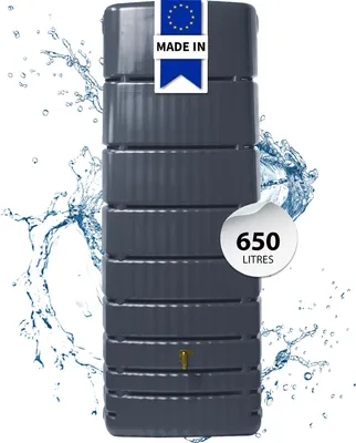 Image de 4rain récupérateur d'eau mural SLIM 330L sable avec robinet PE imitation laiton - Compact et élégant pour une collecte efficace