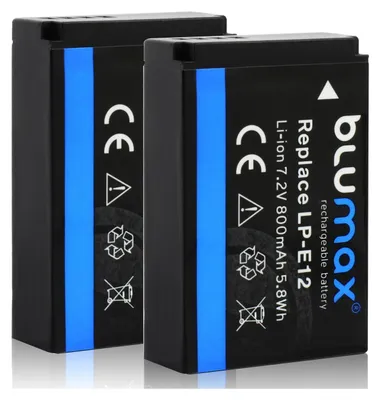 Produktbild von 2x Blumax Akku | für Canon LP-E12 Digitalkamera | Kapazität 800mAh  |Spannung 7,2Volt | Video- und  Kamerazubehör