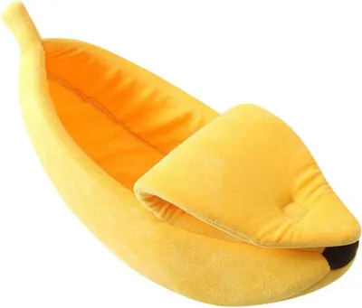 Produktbild von Hundehöhle Bananenform Katzenbett Warm Weich Isolierend Kleintier Schlafplatz Kuschelnest