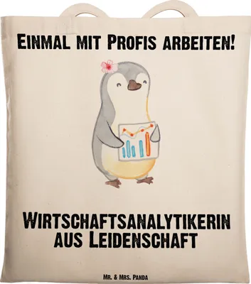 Produktbild von Mr. & Mrs. Panda Tote Bag Wirtschaftsanalytikerin Leidenschaft - Transparent - Geschenk, Jutebeutel, Tasche, Einkaufstasche, Shopping, Büchertasche