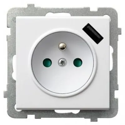 Produktbild von Ospel Sonata Steckdose mit USB-Ladegerät Weiß Matt