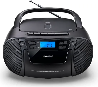 Produktbild von Karcher RR 5045 tragbares CD Radio (CD-Player, Kassettenplayer, UKW Radio, USB / AUX-In) schwarz