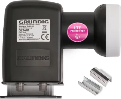 Produktbild von GSS Twin LNB für digital Satschüssel - 2 Teilnehmer, Fernseher - 2fach - mit LTE Filter - Full HD, 4K, HDTV, 0.1dB, 2-Fach, Wetterschutz, kälte- & hitzebeständig + Aufdrehhilfe