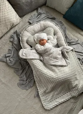 Produktbild von PUSTELBLUME grau/ MINKY Grau Babynestchen Unterlage 3 Tlg SET Babynest Wicleklunterlage Reisebett Babydecke Babyausstattung 4 Jarhreszeiten Geschenk